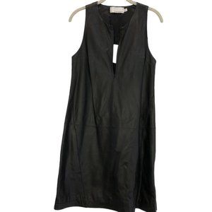 chaiken black supple leather shift tunic dress 6